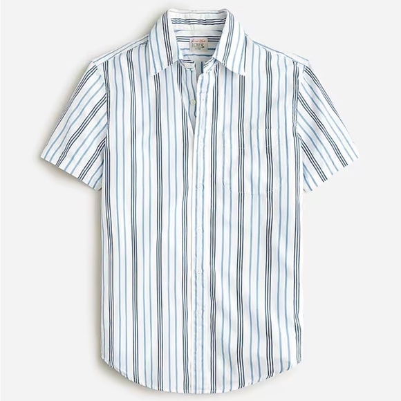 J crew classic blue Short-sleeve Secret Wash cotton poplin shirt point collar - Picture 3 of 4